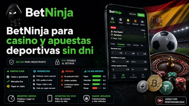 BetNinja para casino y apuestas deportivas sin dni