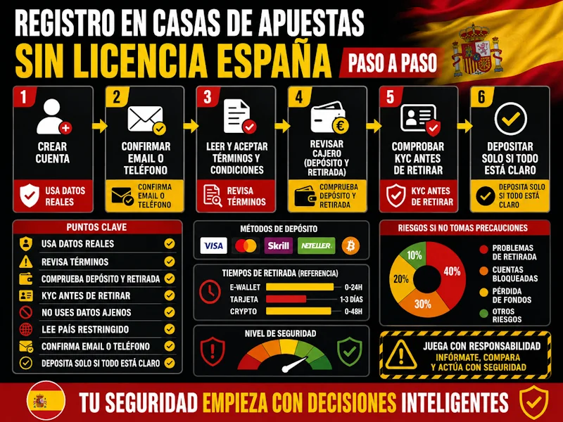 Registro en casas de apuestas sin licencia España paso a paso