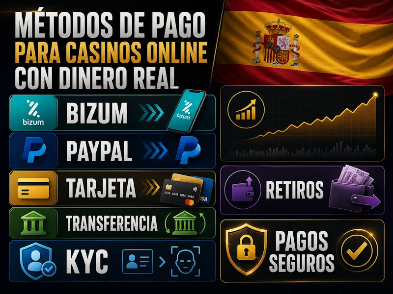 Métodos de pago para casinos online con dinero real