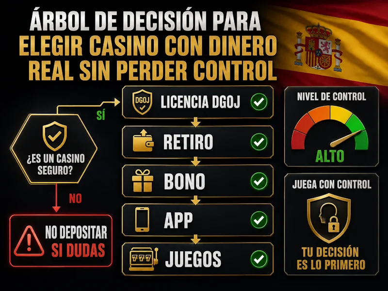 Árbol de decisión para elegir casino con dinero real sin perder control