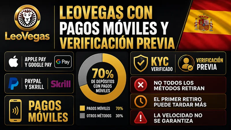 LeoVegas con pagos móviles y verificación previa