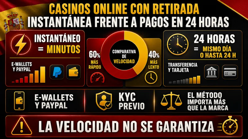Casinos online con retirada instantánea frente a pagos en 24 horas