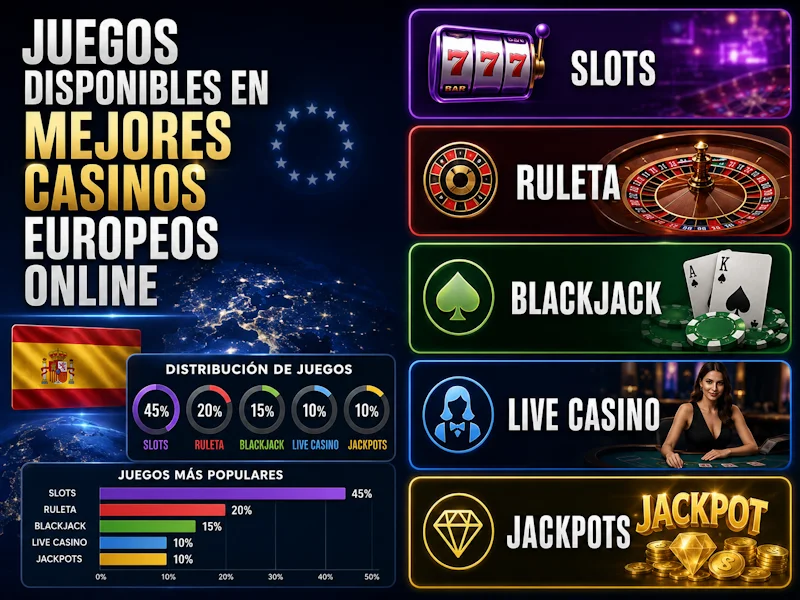 Juegos disponibles en mejores casinos europeos online