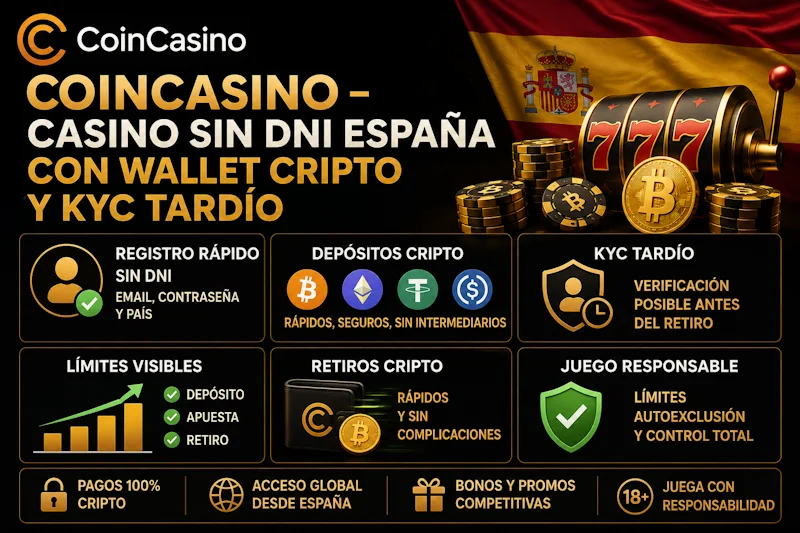 CoinCasino – casino sin dni España con wallet cripto y KYC tardío