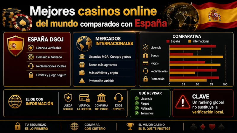 Mejores casinos online del mundo comparados con España